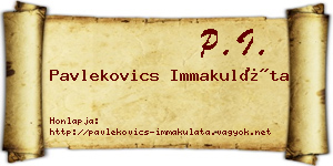 Pavlekovics Immakuláta névjegykártya
